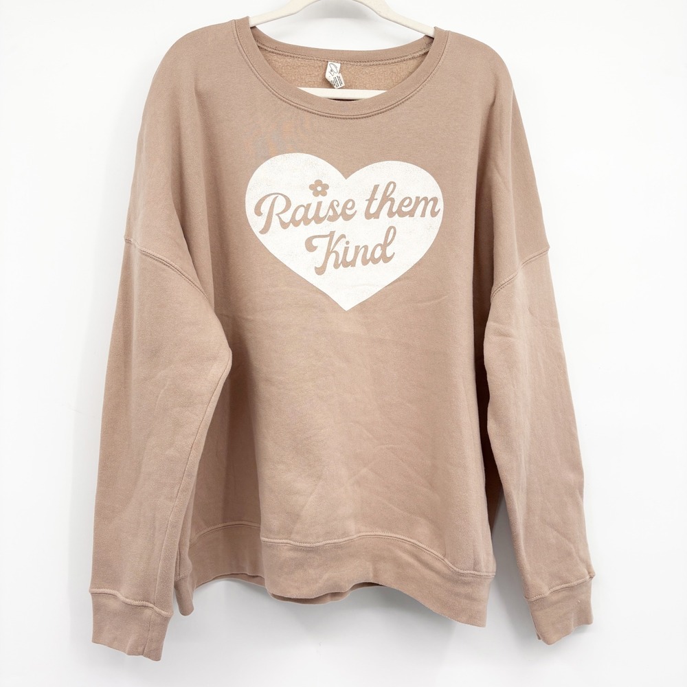 Oat Collective Womens Raise Them Kind Heart Graphic Boho Southern Sweatshirt 3XL